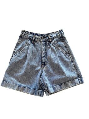 Vintage Bill Blass High Waisted 100% Cotton Light Blue Denim Jean Short-4Petite